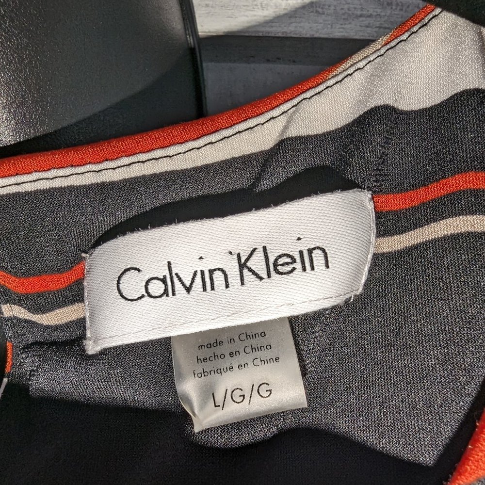 Calvin Klein Striped Sleeveless Blouse - Size L - Picture 4 of 5